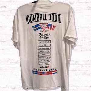 Rare Guess Gumball 3000 Rally Promotional White T Shirt Men’s Size XL